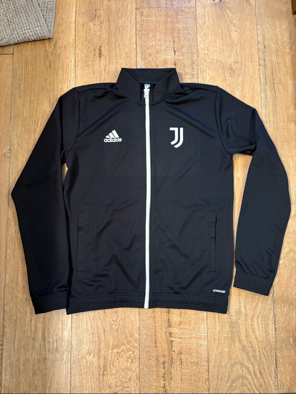 Adidas Estrada 22 Black Track Jacket with White Zip and Juventus Logo